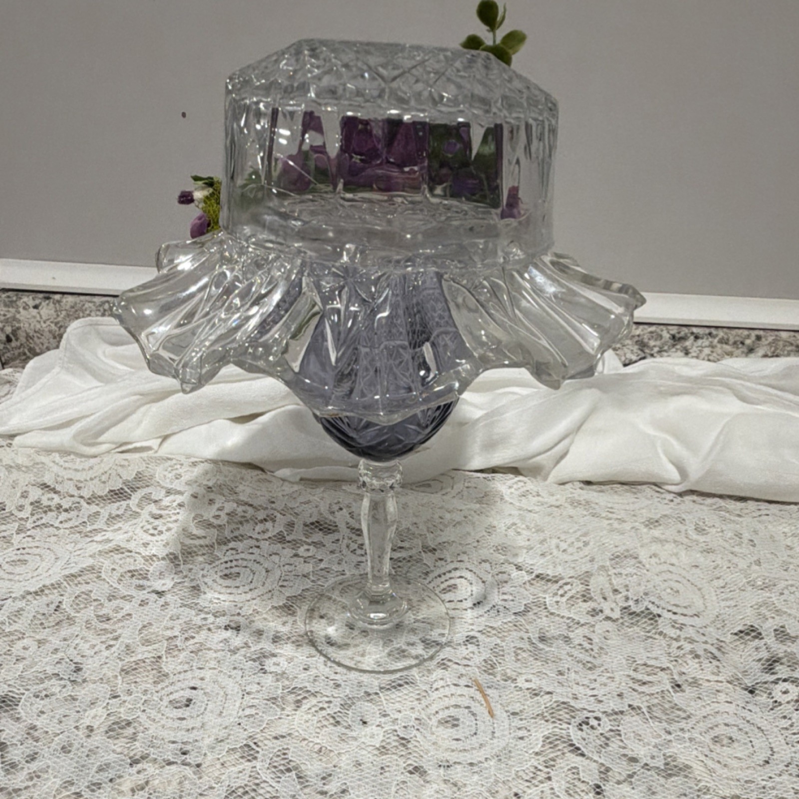 Unique- one of a kind, Glass hat – vintage style, 10in