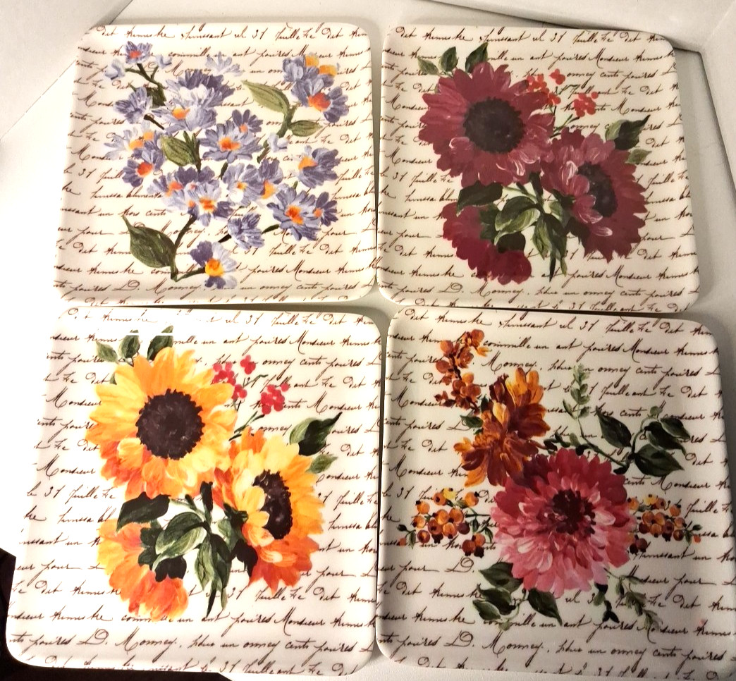FLOWERSA rachel Ashell 4 Lot Plastic Plates Plants Cats Decorative Trinket…