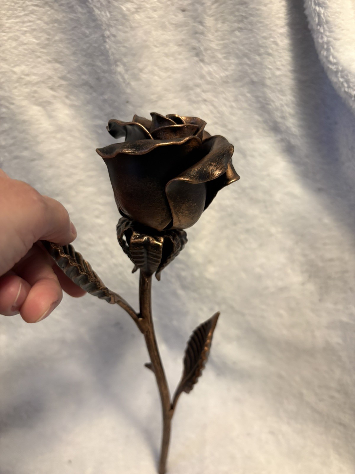 Handcrafted Bronze Metal Rose –