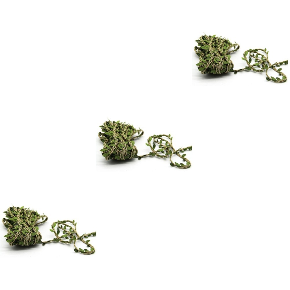 3 Count Green Leaf Rattan Rope Vines Decoration Faux Foliage Stems