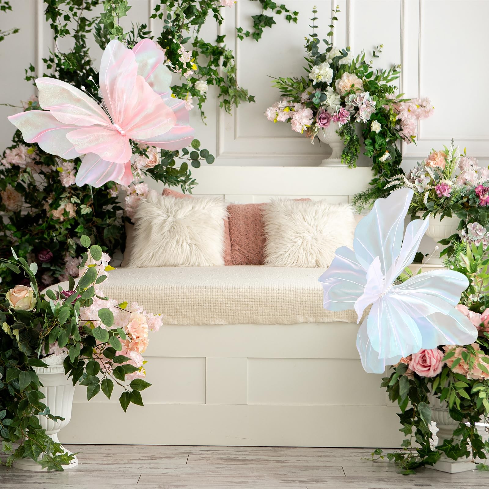 Silk Yarn Artificial Butterfly Decoration, Giant Gauze Fake Butterfly Mesh Ph…