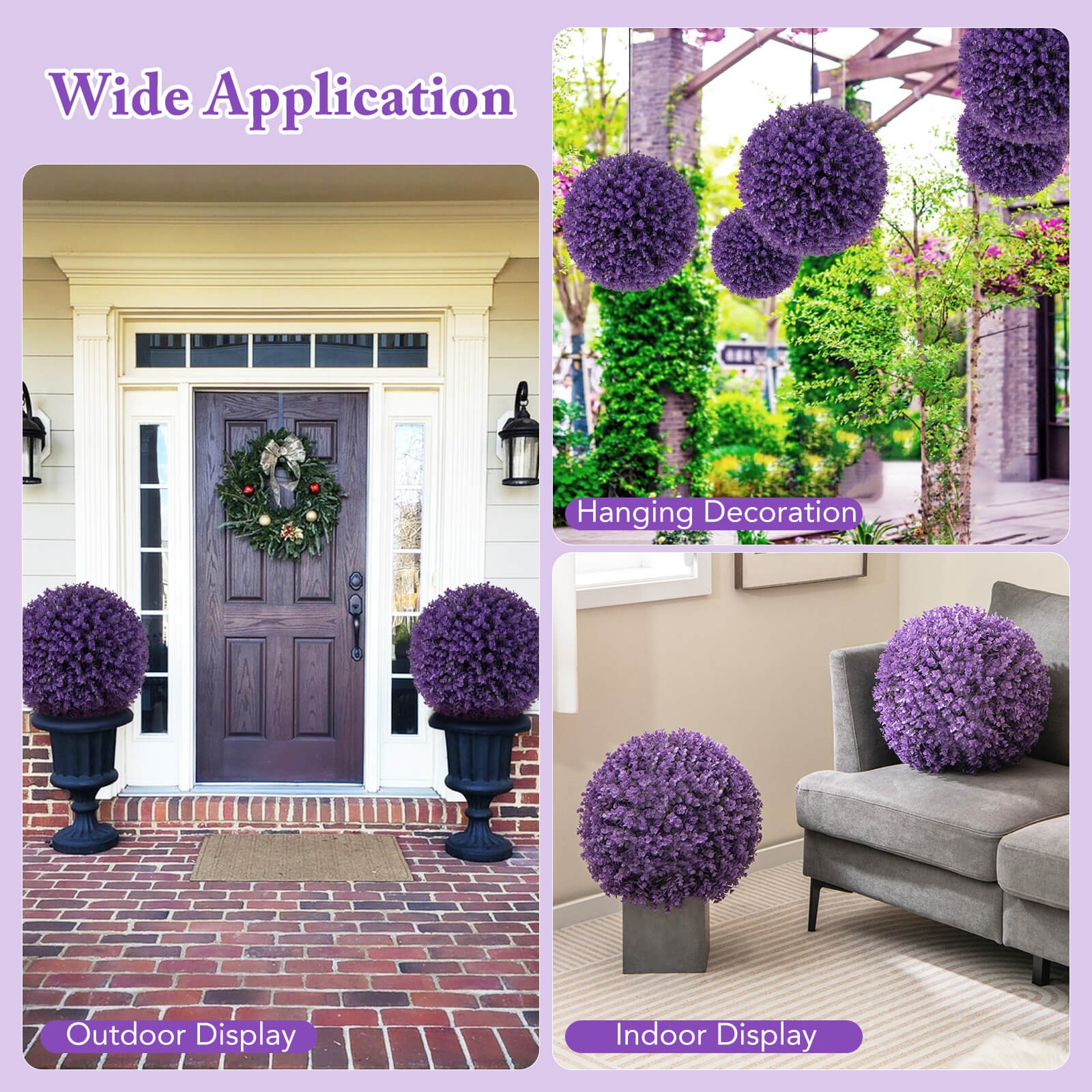 2 PCS Artificial Plant Topiary Balls w/7 Layers Leaves UV Protected for Garden
