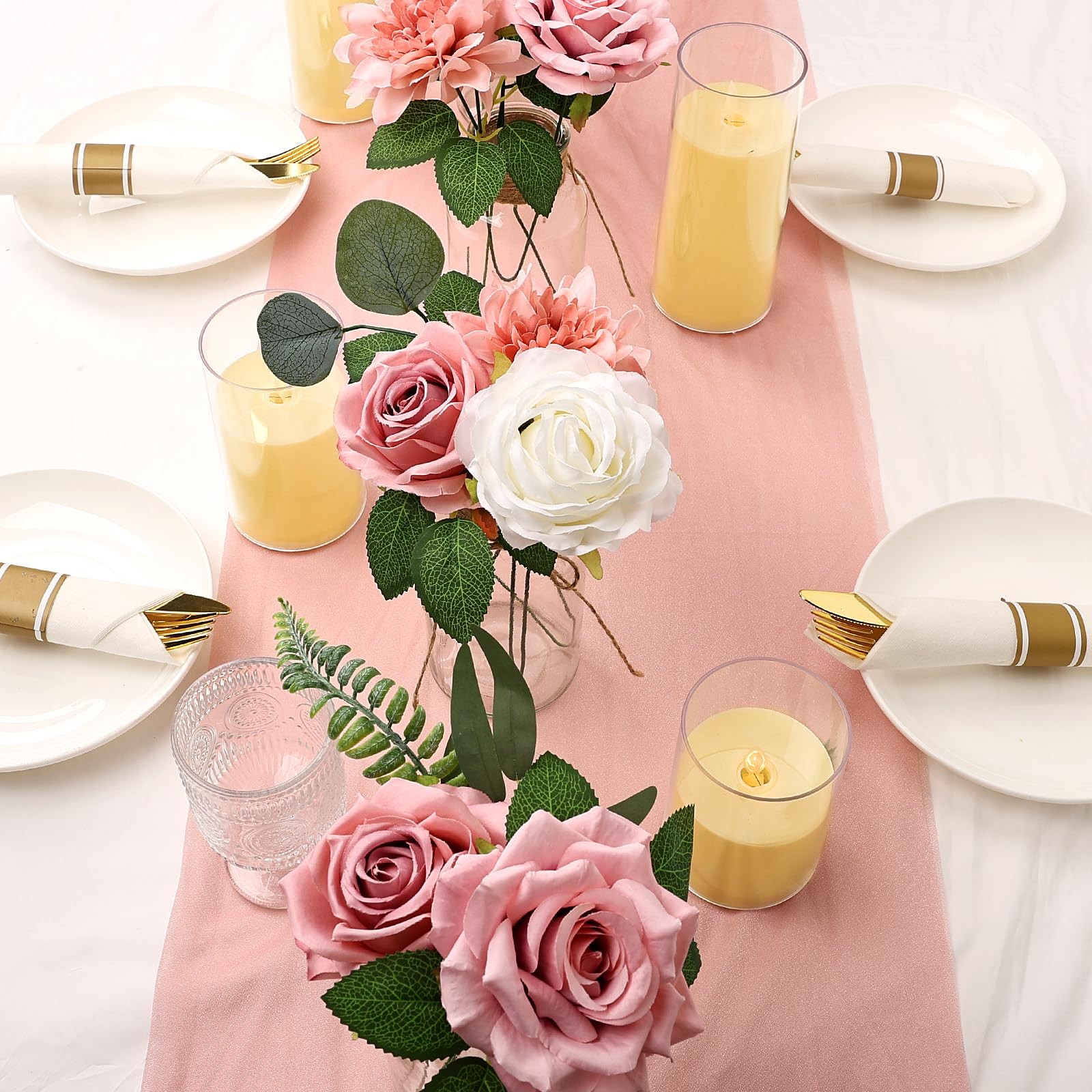 Artificial Flowers Combo Set for DIY, Dusty Pink