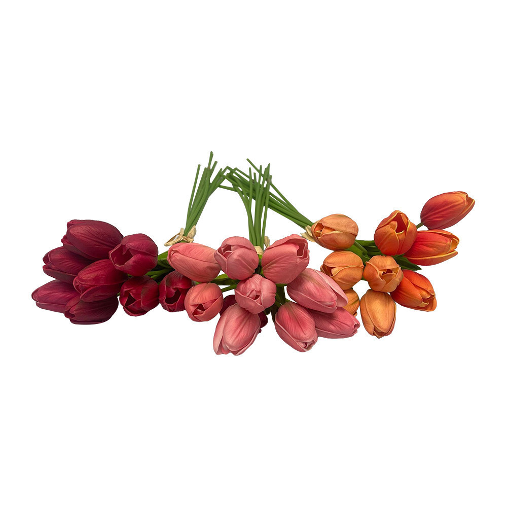 15″ Multicolor Faux Tulips Silk Floral for Wedding Bouquets Home Decor