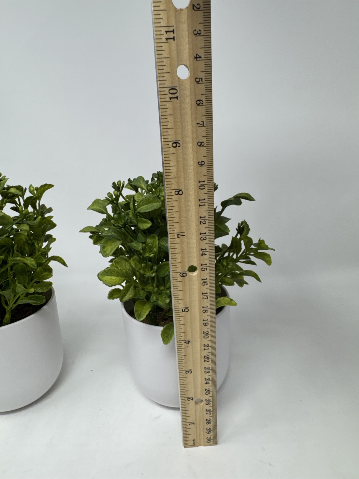 2 Threshold Artificial Plants – 8″ Mini Boxwood Green / White Pot -NEW