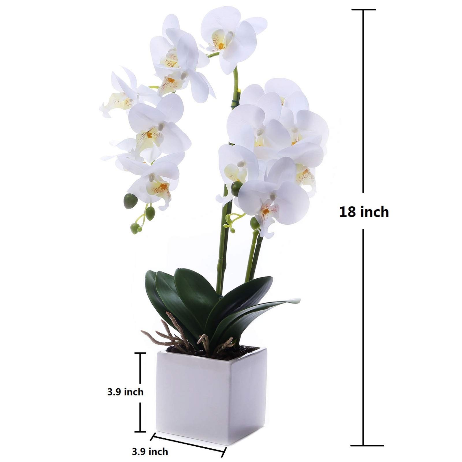 Orchids Artificial Fake Flowers Vase Table Centerpieces Real Touch White