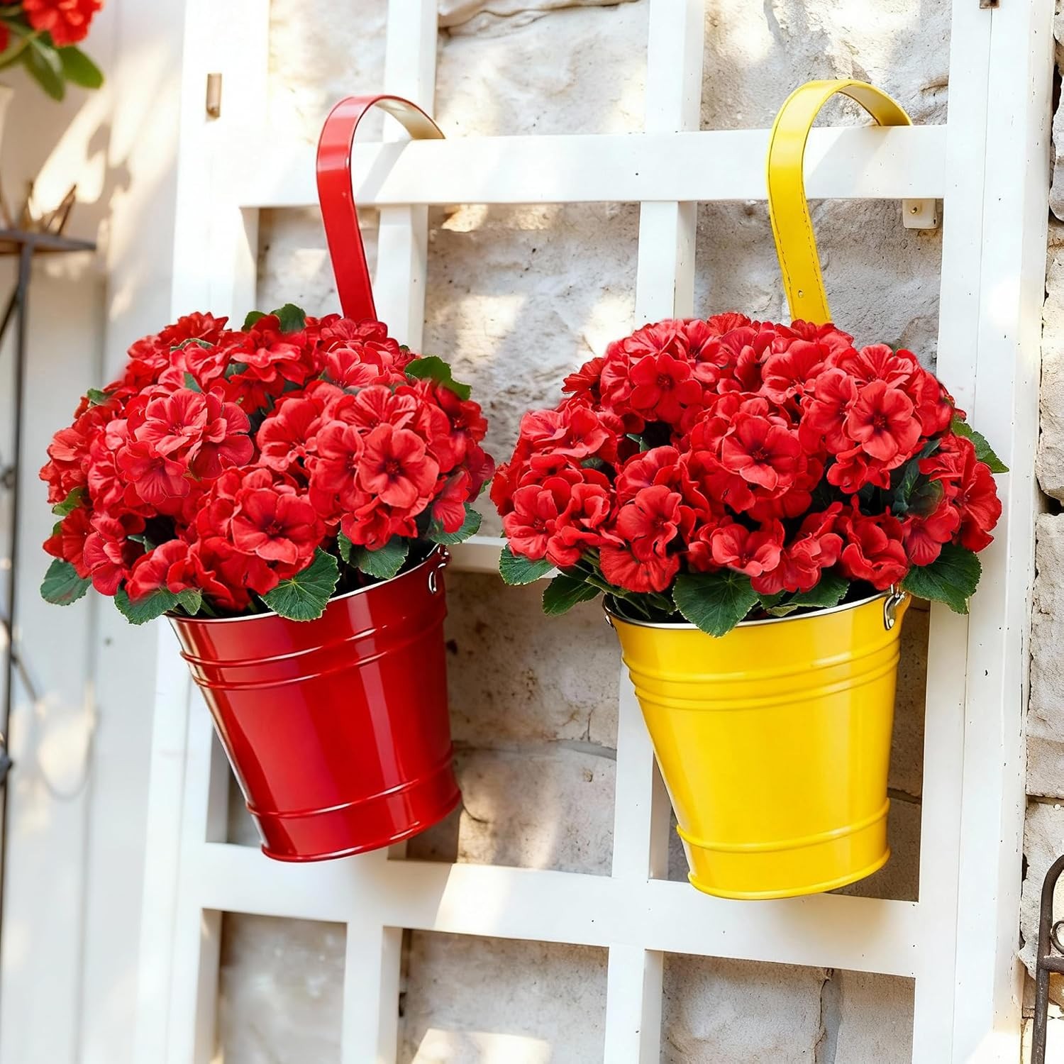 Artificial Geranium Flowers for Outdoors: 6 PCS Realistic UV Resistant Faux Red