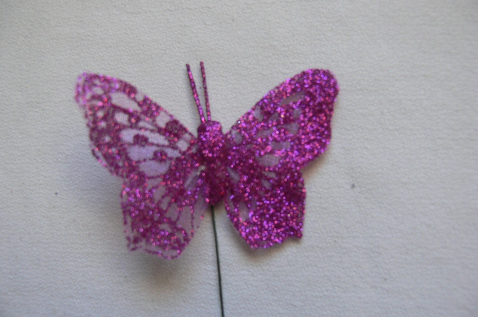 BUTTERFLY Pack 12 Piece FUCHSIA – 40x65mm – Antennae’s + Stem 12cm long – KSCRT