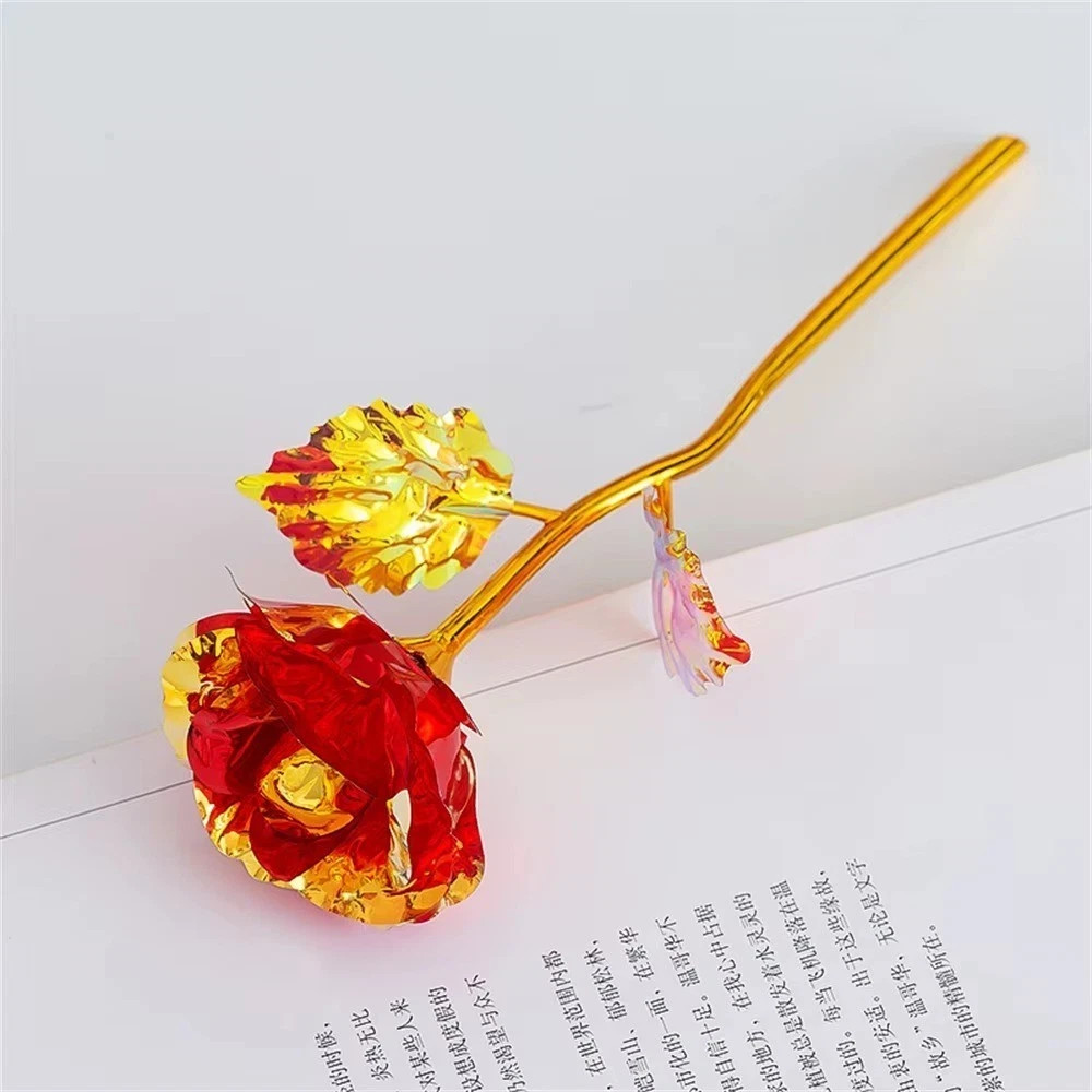 24K Gold Foil Rose Artificial Flower Valentine Gift Wedding Party Decor