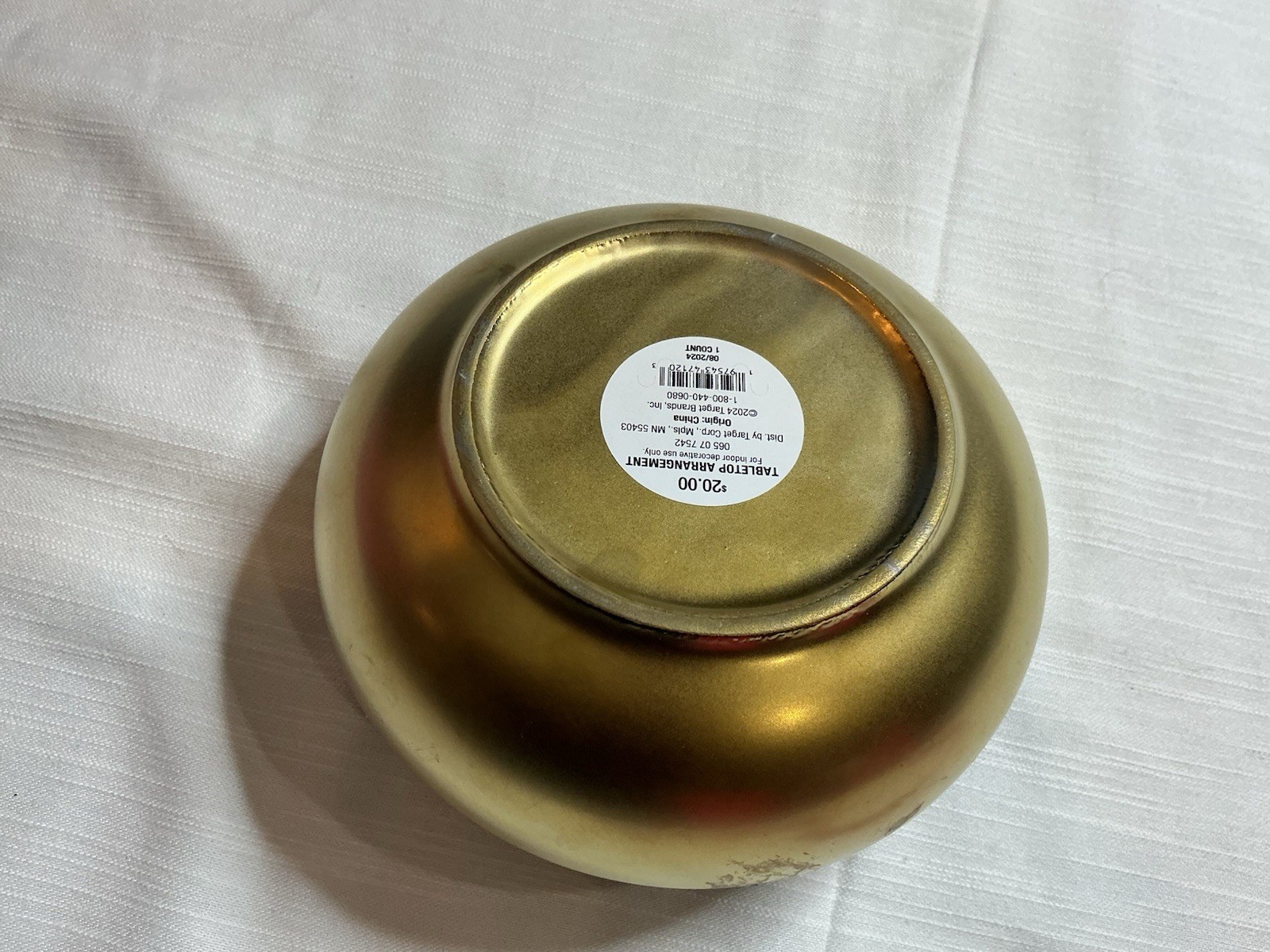 Threshold Faux Artificial Floral Decor Moss in Gold Ceramic Bowl Tabletop Plant