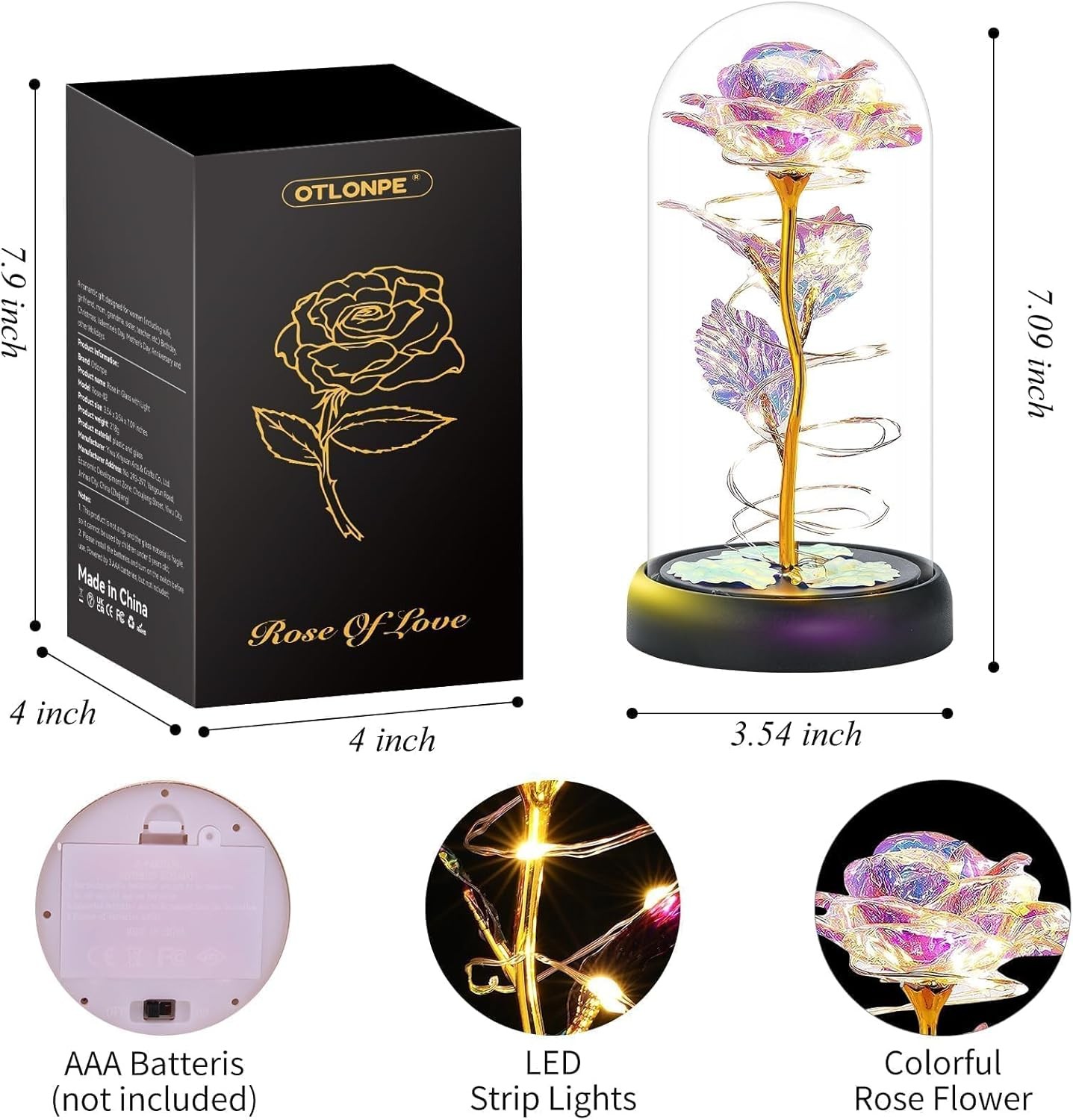 Otlonpe Forever Glass Rose Flower – Mom Womens Gifts for Christmas Valentines Mo