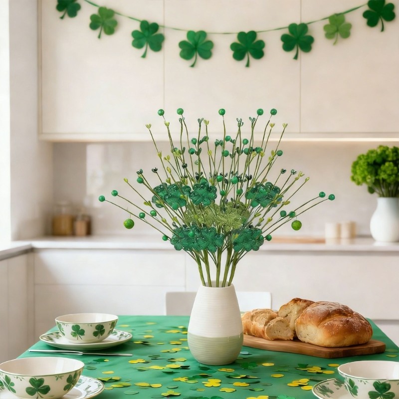 Green Faux Flower Florals Branch Perfect For Seasonal Themed Decorating