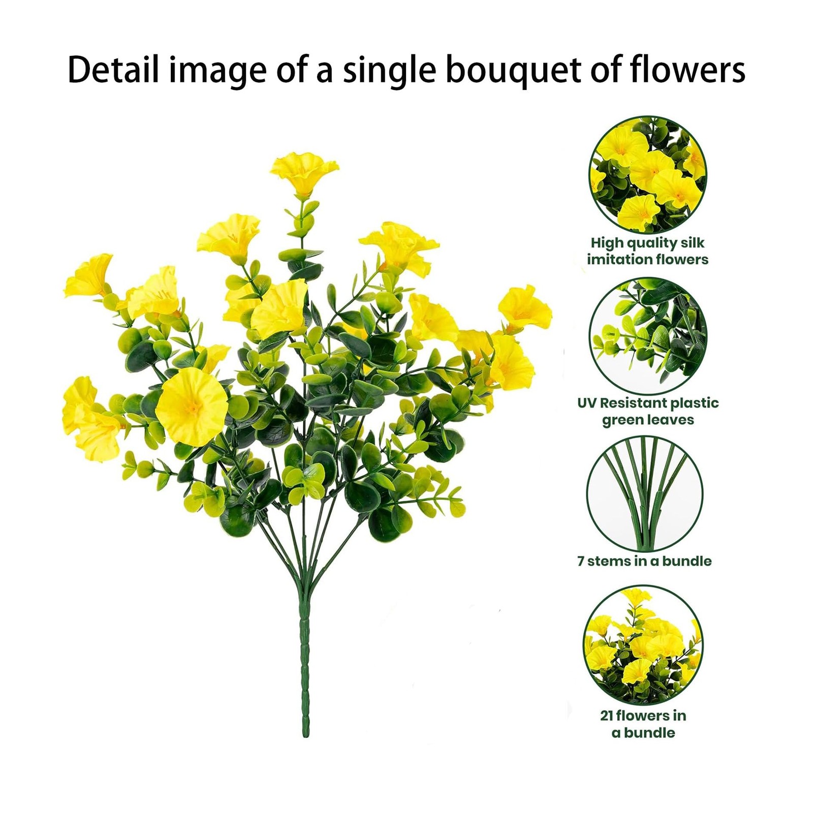 Artificial Outdoor Flowers 16 Bundles Fake Morning Glory Flower Outdoor UV Re…