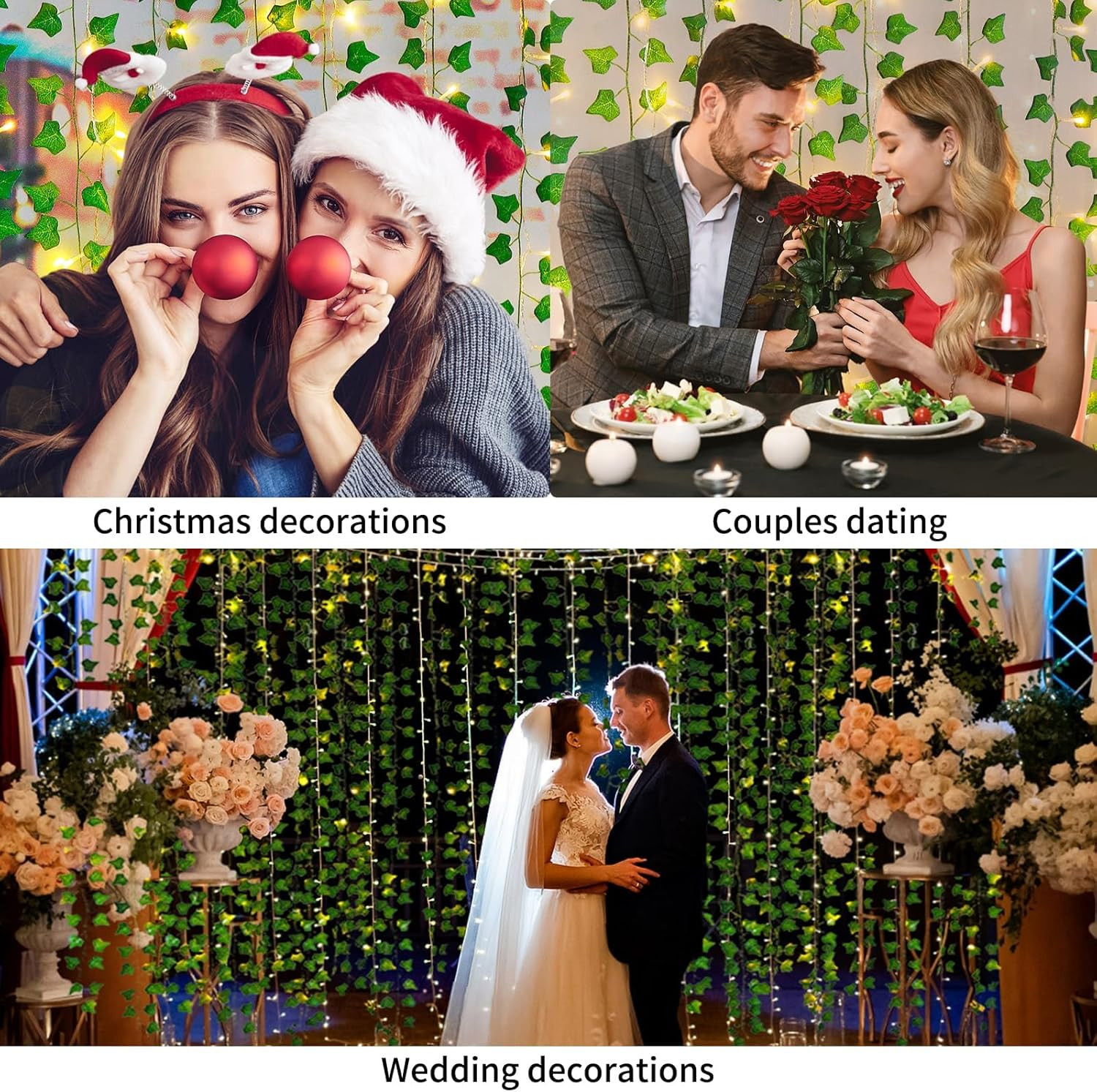 Fake Vines for Room Decor(24Pack168Ft),With CE Certified 160 LED String Lights,A