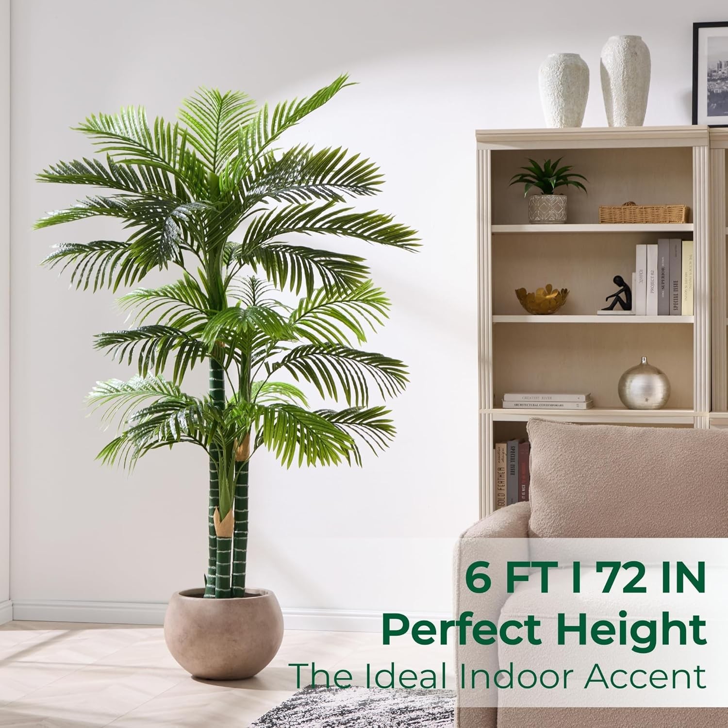 6ft Tall Golden Cane Palm Tree Artificial Faux Large Plant Decorations For Sale