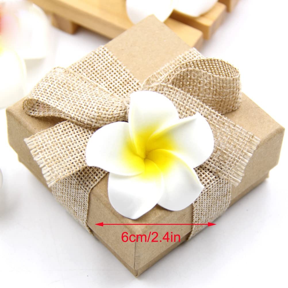 50Pcs 2.4Inch Artificial White Foam Plumeria Rubra Hawaii Frangipani Beach Fl…