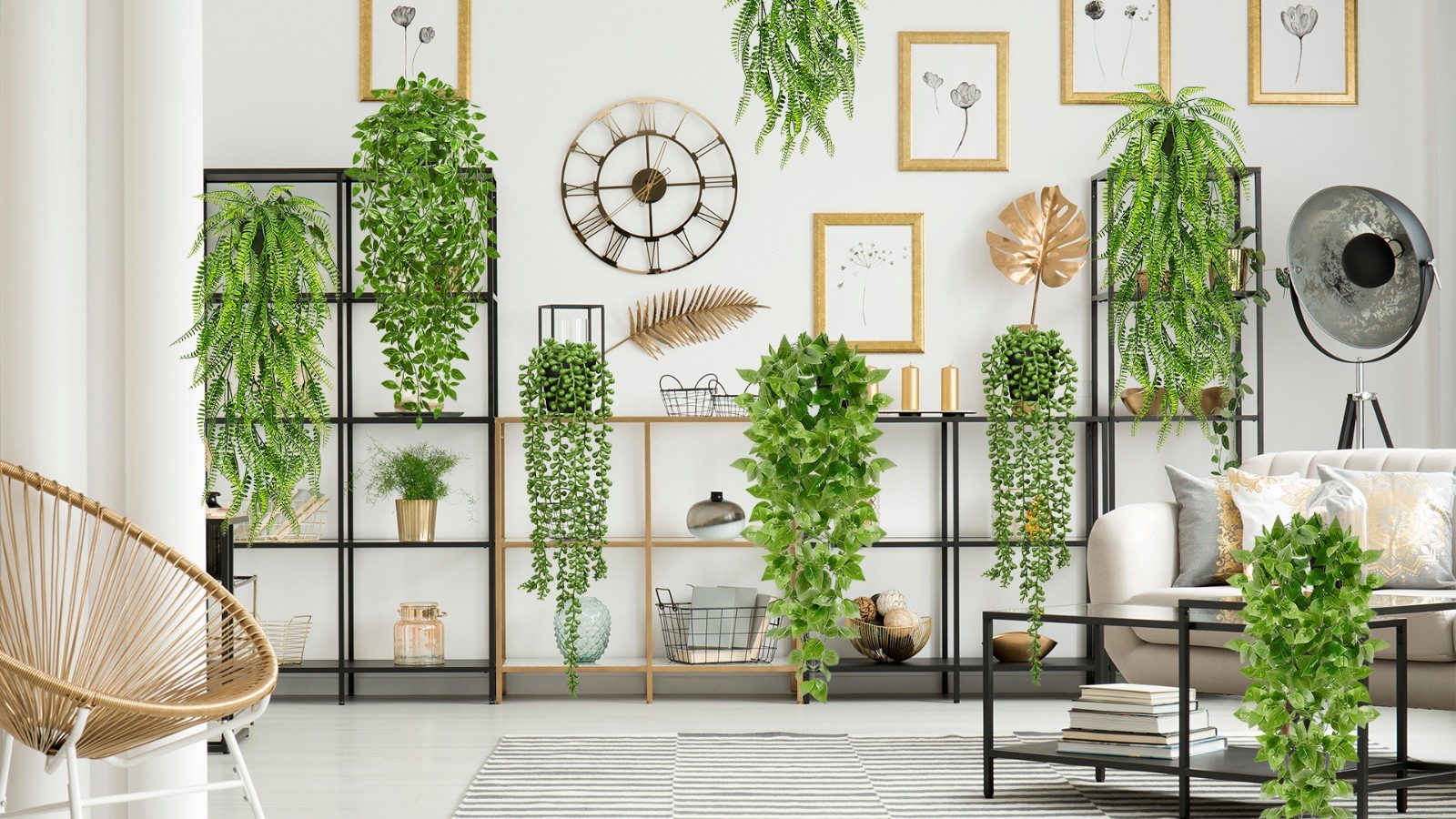 4 Pack Artificial Hanging Plants – Faux Greenery, Mandala Vine, String of Pearls