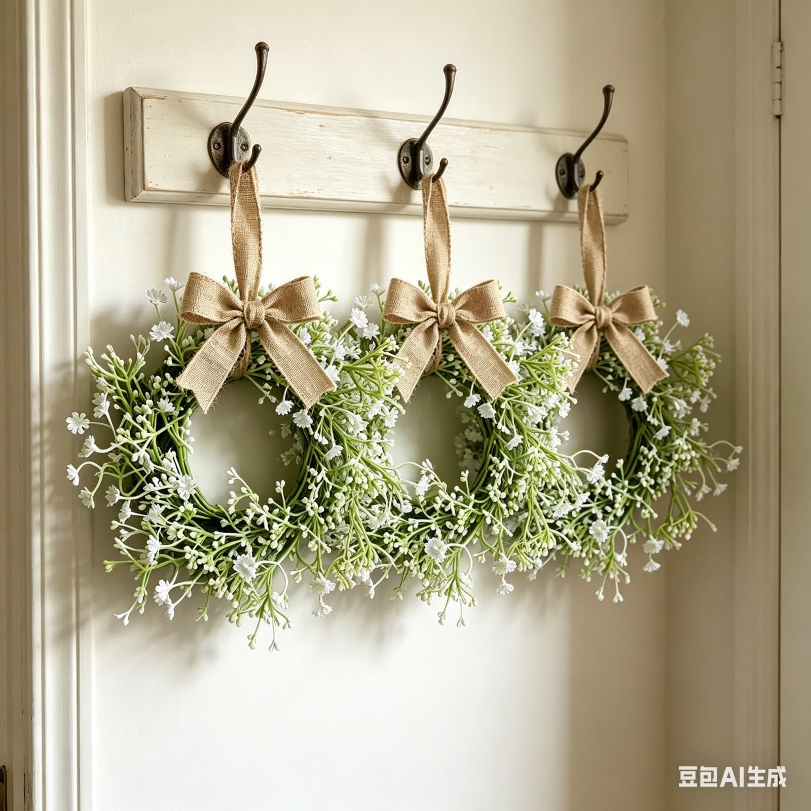 4 Pcs Mini Baby Breath Hanging Wreaths Gypsophila Candle Rings Pillar Holder …