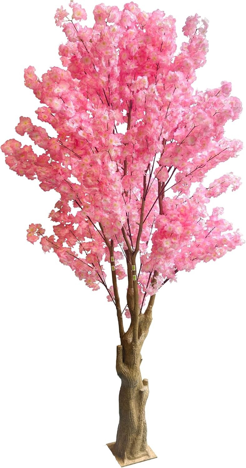 Realistic 7FT Cherry Blossom Tree with Stump – Luxurious Indoor Floral Elegance