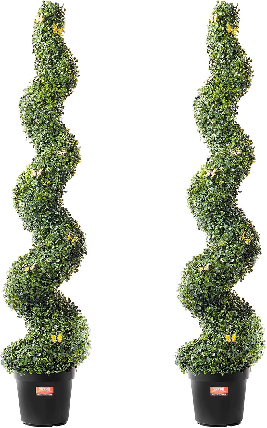 60″ Spiral Artificial Boxwood Topiary Trees – UV Rated Indoor/Outdoor Set