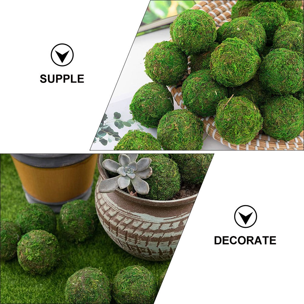 2 Pcs Mossy Decorative Balls Artificial Faux for Crafts Bowl Fillers Vase