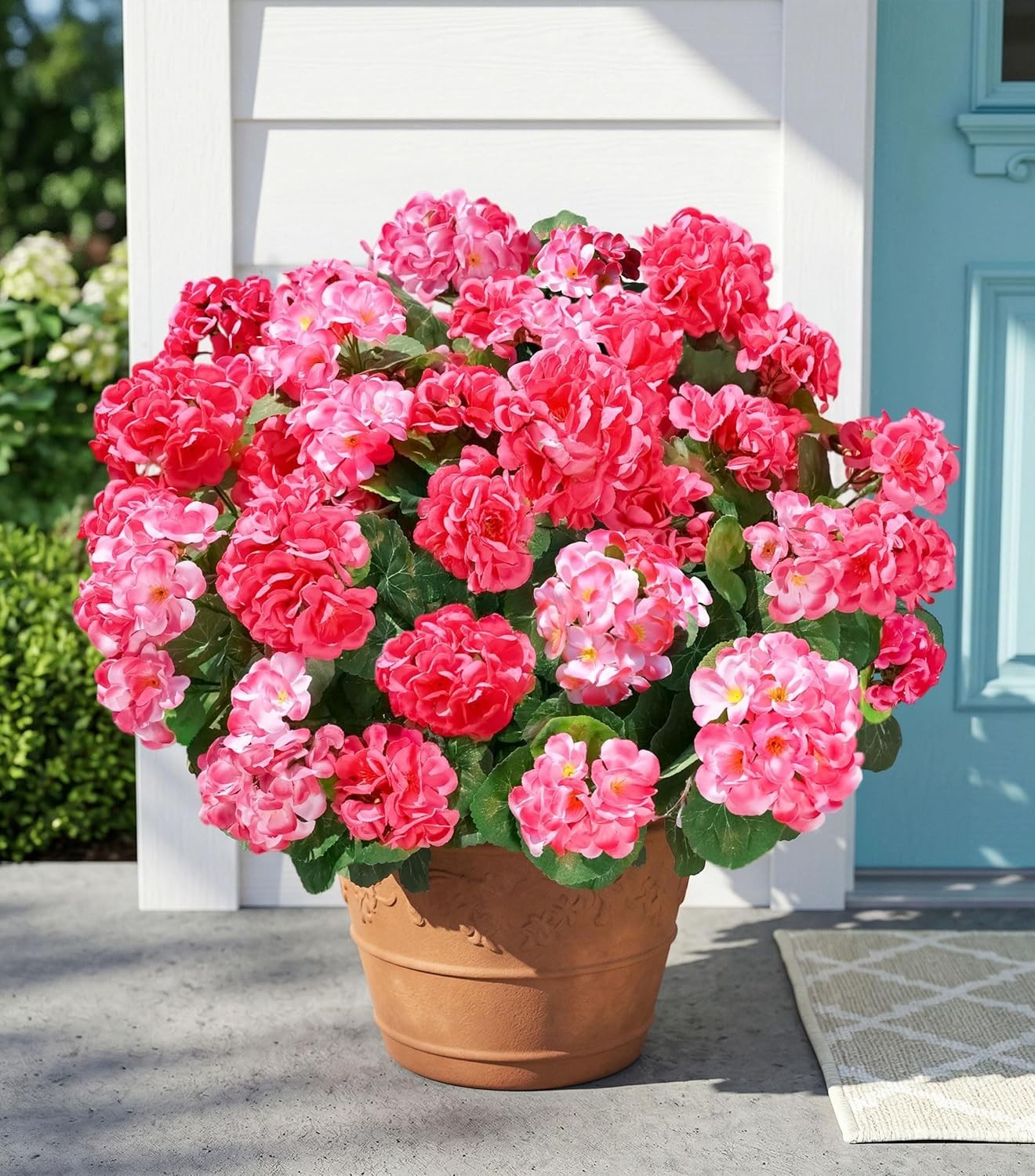Fake Geraniums Artificial Flowers for Outdoors, 6 Bundles Silk Geraniums Flow…