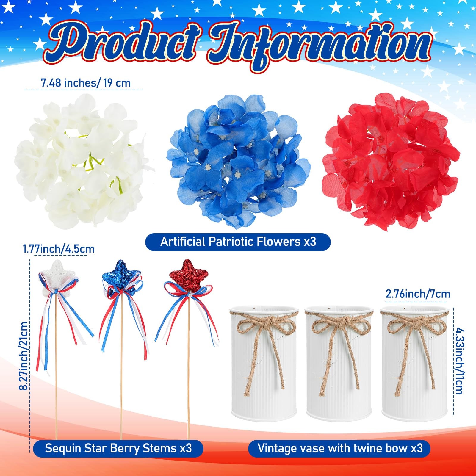 3 Sets Patriotic 4th of July Centerpieces for Tables 250th Anniversary Decor …