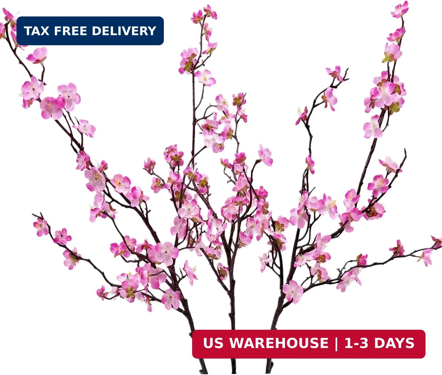 Artificial Plum Blossom Flowers 3pcs Faux Cherry Blossom Flower Silk Peach Flowe