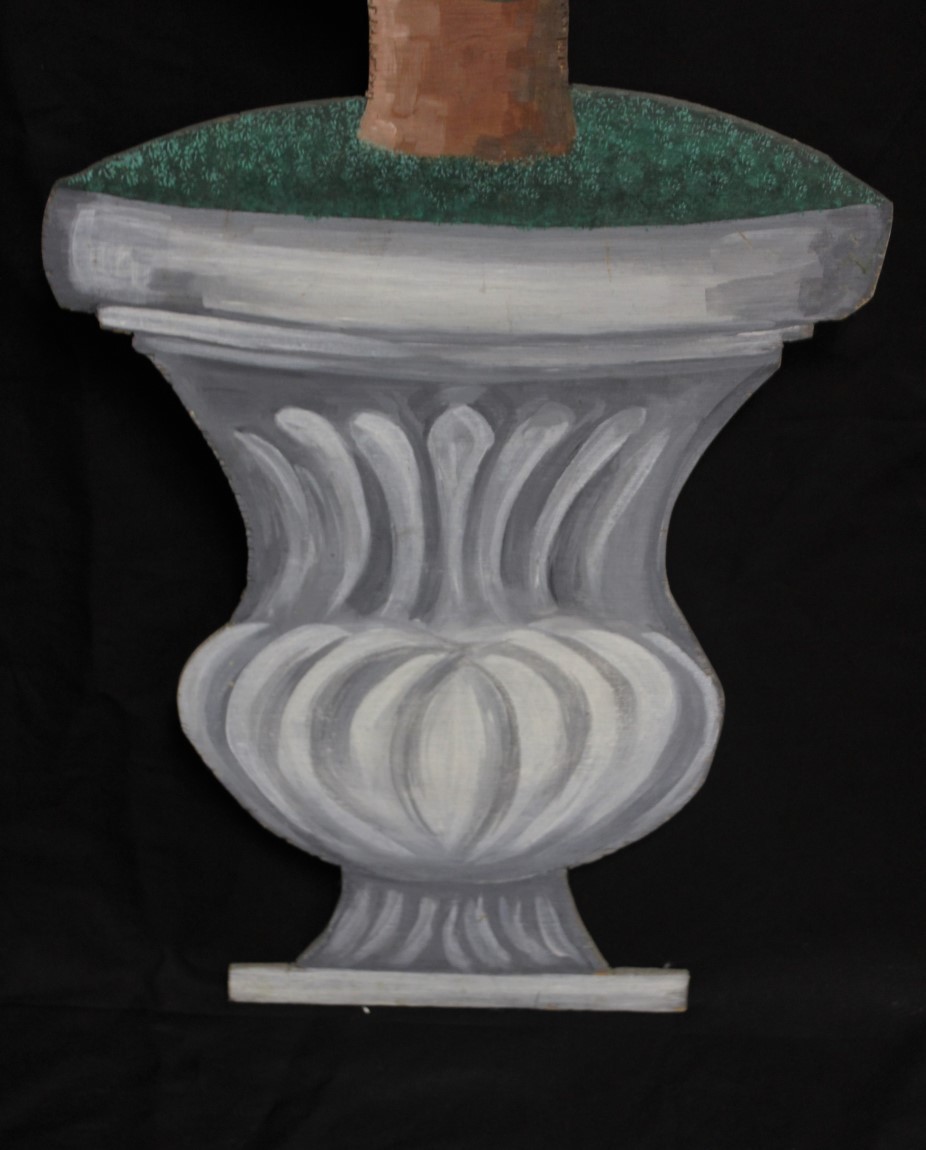 “Wooden Slat Hand-Painted Topiary Plant Stand”