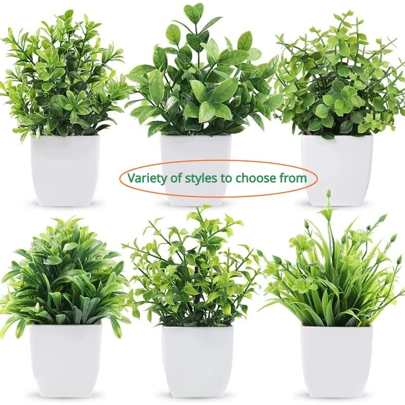 Artificial Potted Plant Fake Green Bonsai Eucalyptus Home Office Desk Table Deco