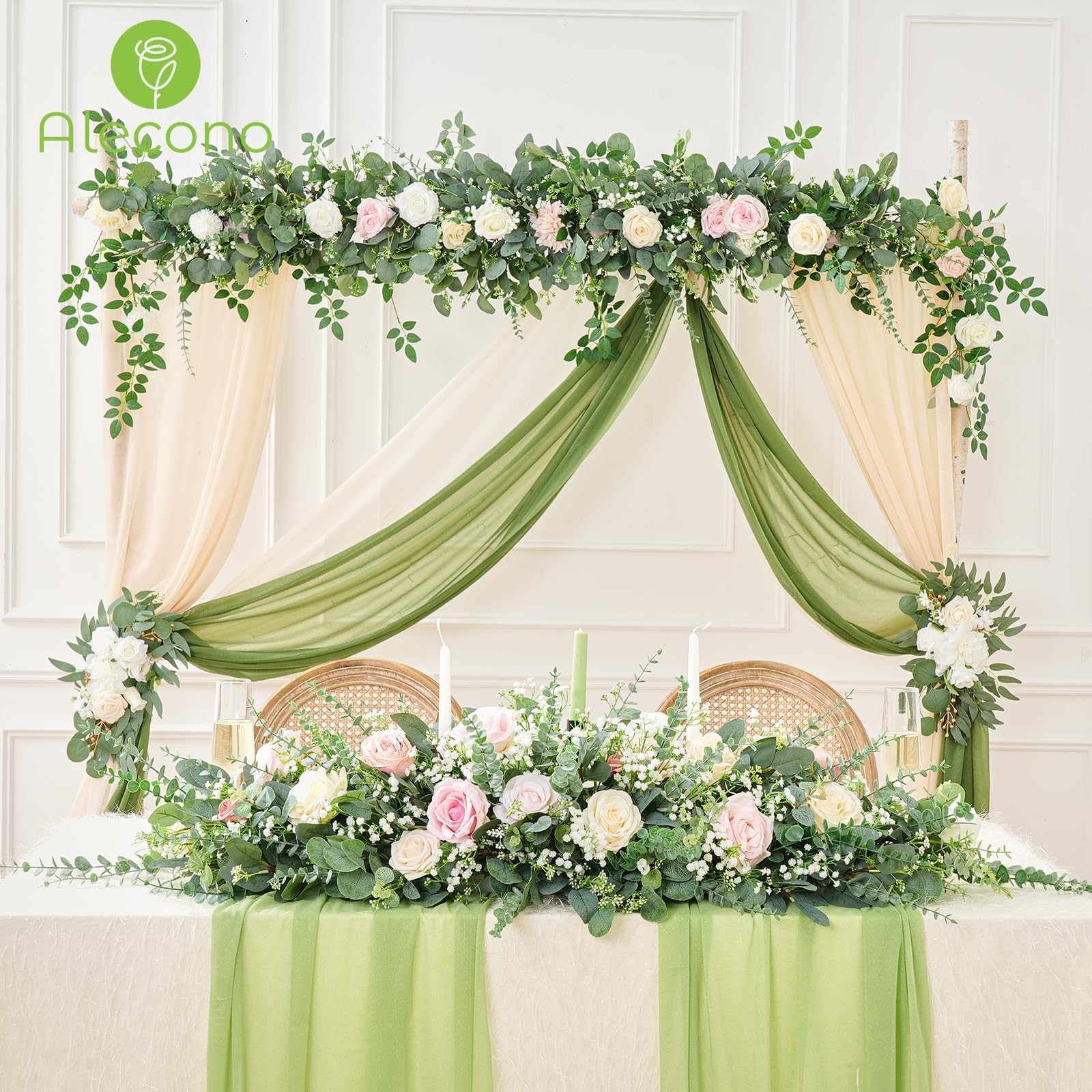 5 Kinds Mixed Artificial Greenery Eucalyptus Stems Bulk, Babys Breath Artific…