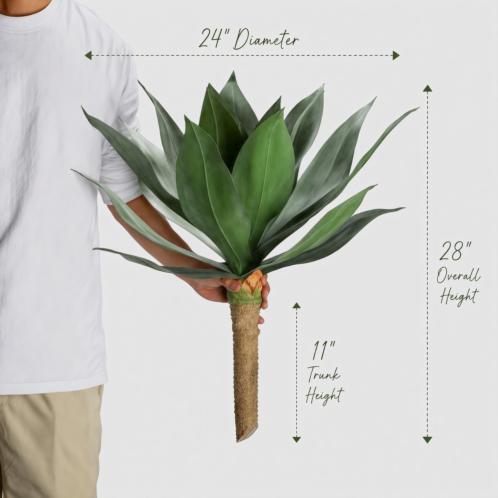 2 PCS Artificial Agave Plant UV Resistant Lifelike Indoor Outdoor Decor Green