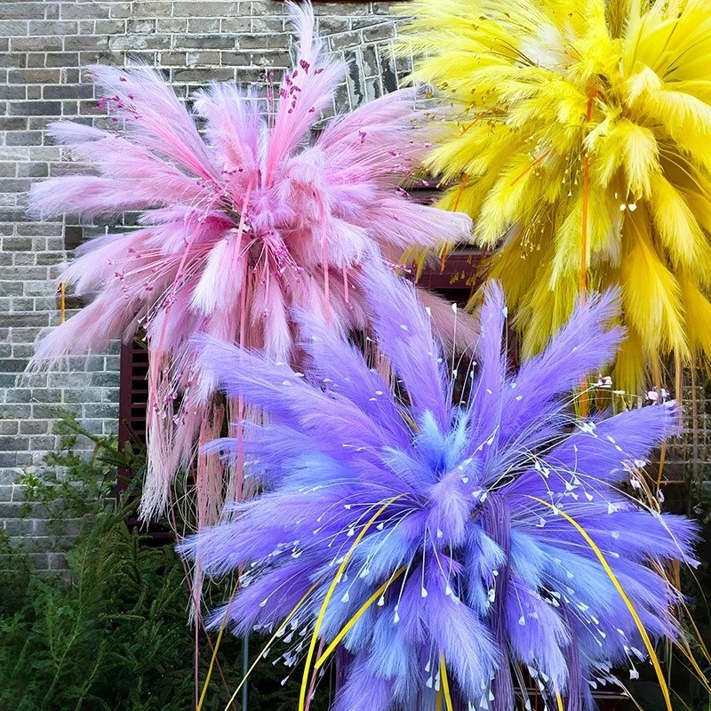 Red Artificial Reeds 42cm Tall Faux Pampas Grass for Wedding & Party Decor