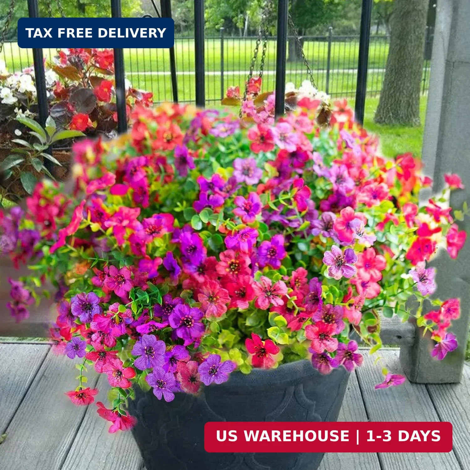 Yastouay 12 Bundles Artificial Flowers for Outdoors, UV Resistant Artificial Out