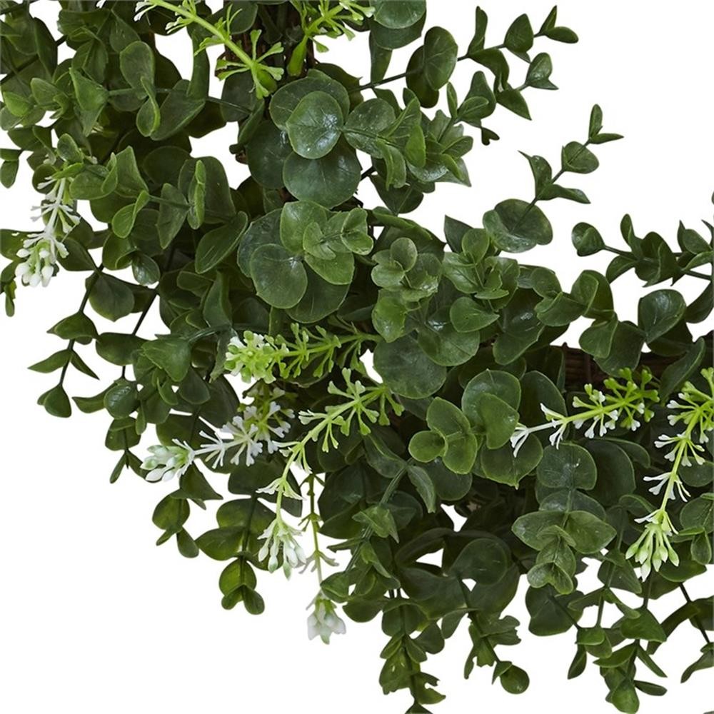 Pemberly Row 18″ Eucalyptus Double Ring Wreath with Twig Base in Green