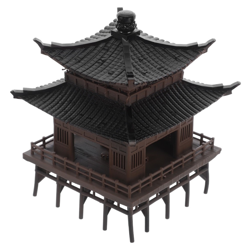 Elegant Light Brown Plastic Garden Pavilion Figurine for Desktop and Zen Garden