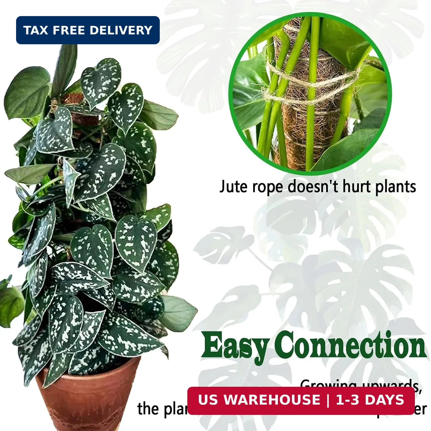 2 Pack 21 Inch Moss Poles, Stackable Moss Pole for Plants Monstera, 37 Inch Tall