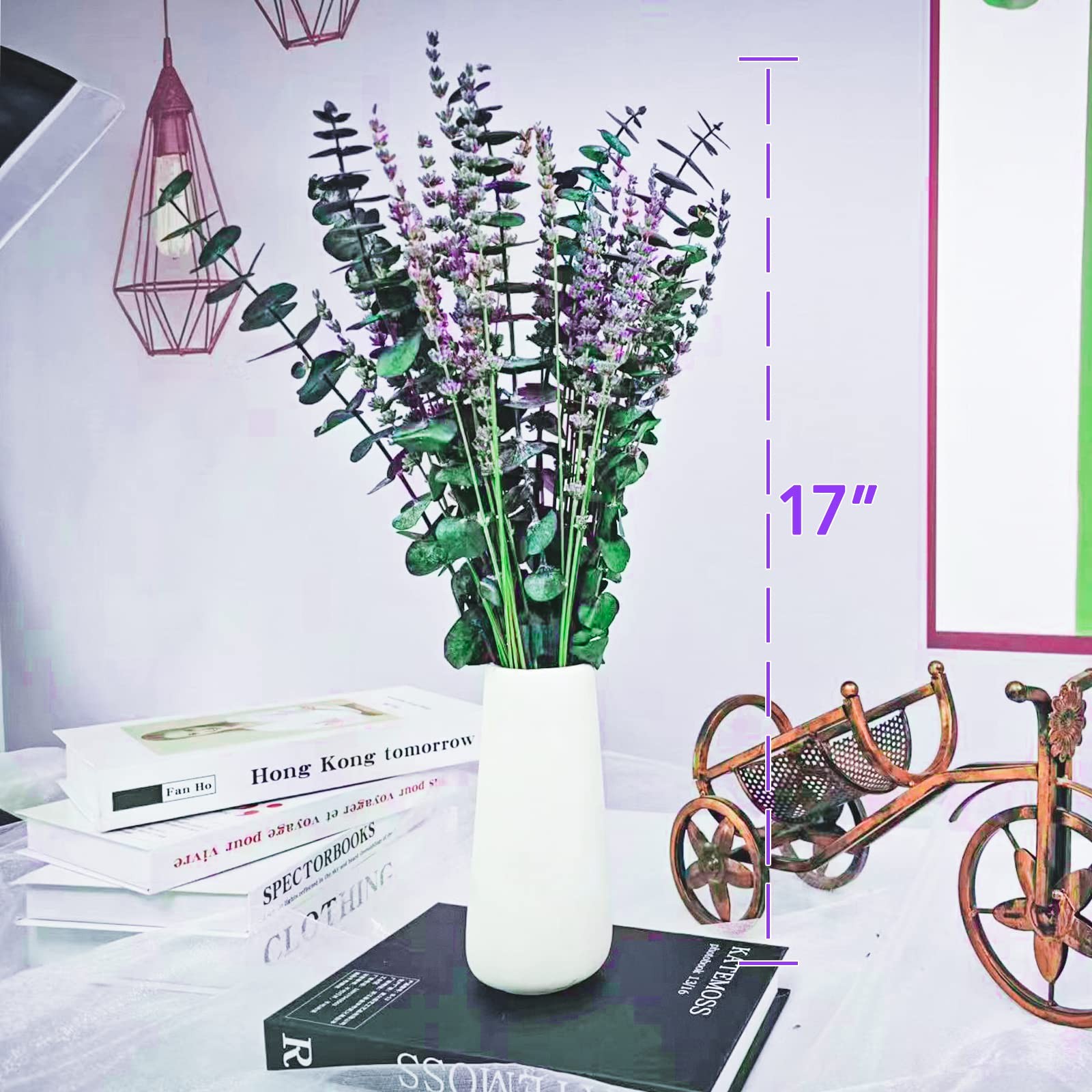 Dried Eucalyptus Stems & Lavender Flowers 68 Pcs 17” Natural – Shower Decor