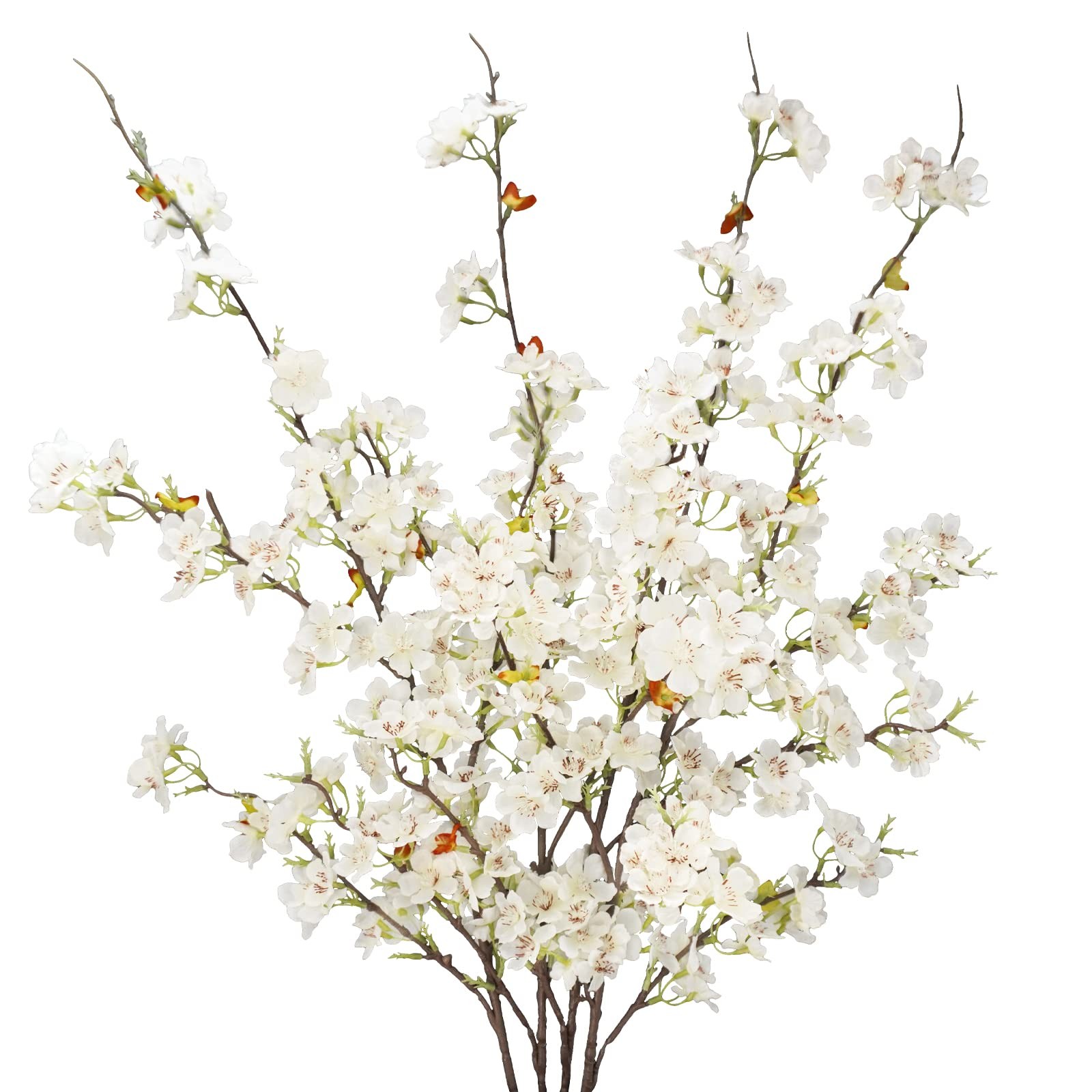 4pcs Artificial Cherry Blossom Flower Branches, 39.4″ Fake Silk Pink Cherry B…