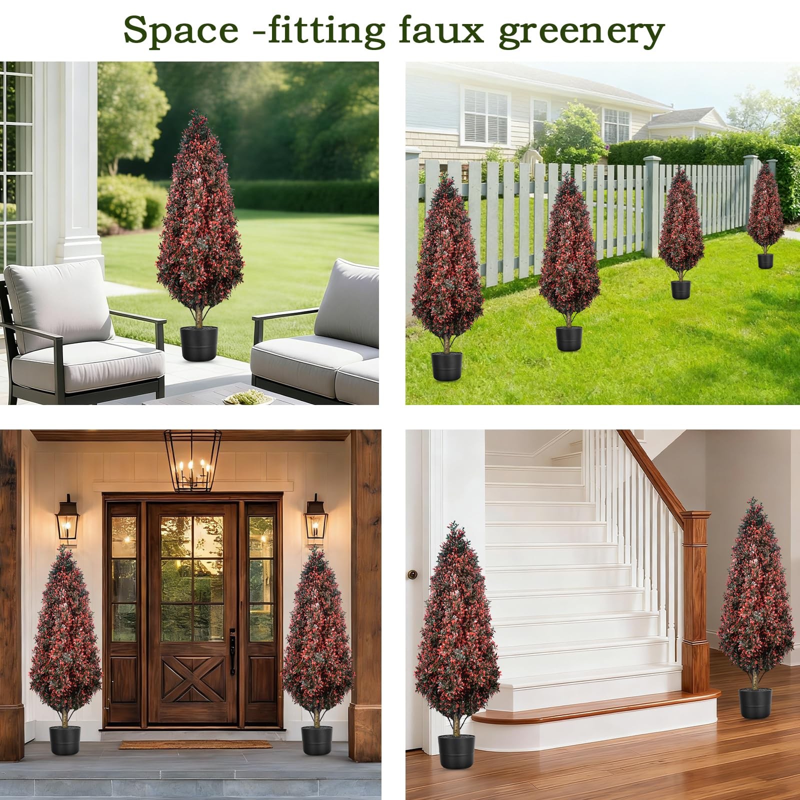 2PACK Tall Faux Potted Plants Artificial Topiary Trees Outdoor Indoor Faux Sh…