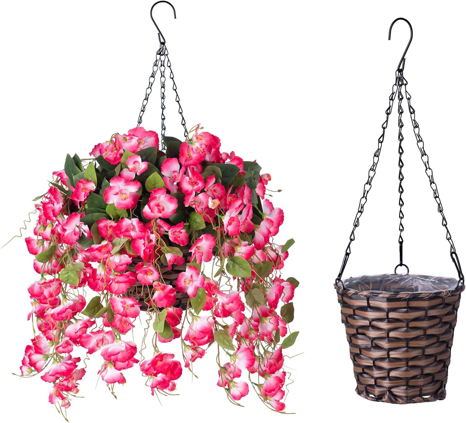 Pink Faux Hanging Hibiscus Flowers for Outdoor Decor – UV Resistant Vines