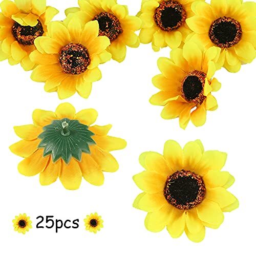 25pcs Fake Sunflowers Heads, 2.8″ Artificial Sunflower Gerbera Daisy Flowers