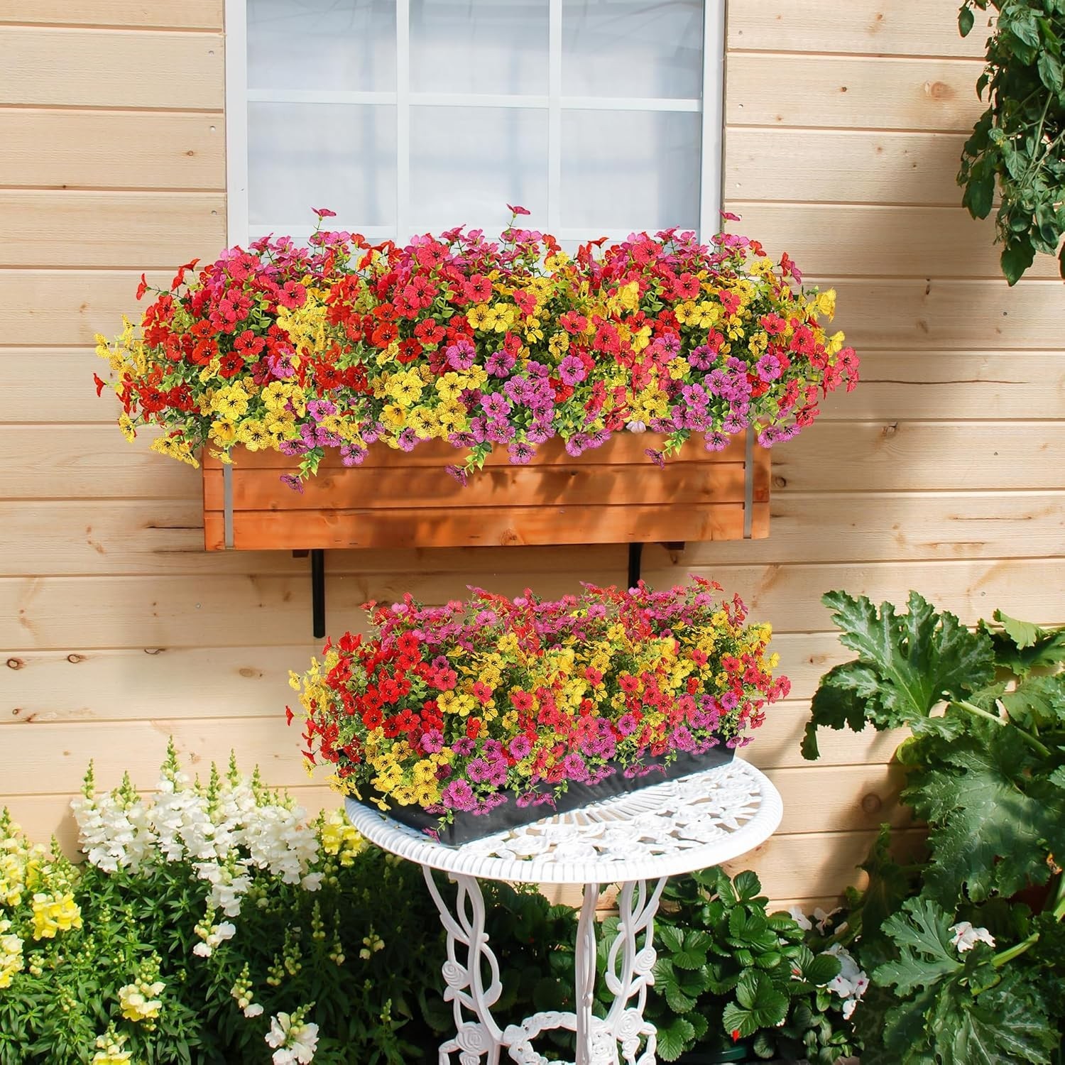 Artificial Flowers for Outdoors 12 Bundles Realistic Faux Plants UV Resistant…