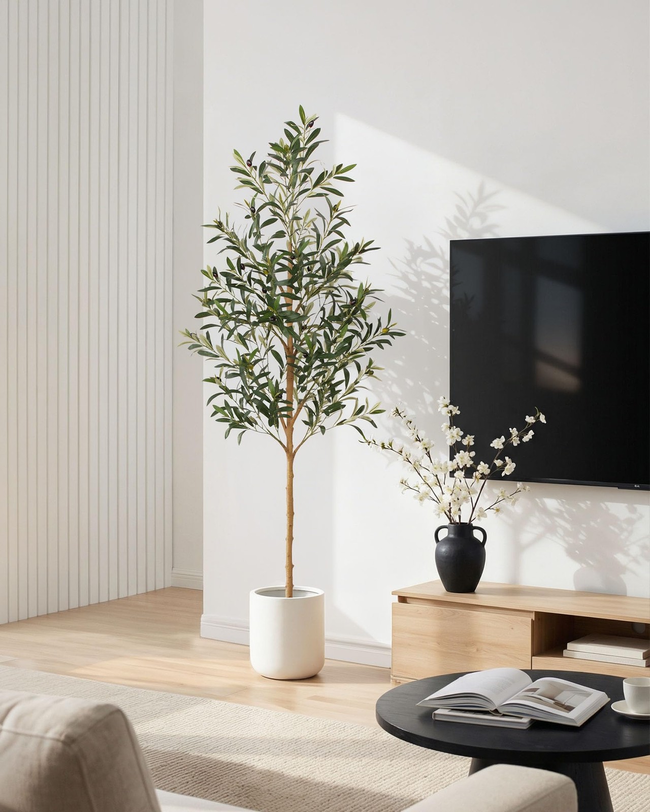6FT Olive Trees Artificial Indoor, Tall Fake Olive Tree (72in) with Realistic…
