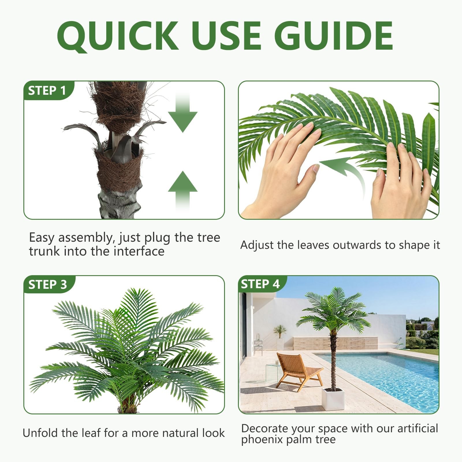 6FT Artificial Phoenix Palm Tree, Tall Tropical Fake Coconut Trees Indoor & O…