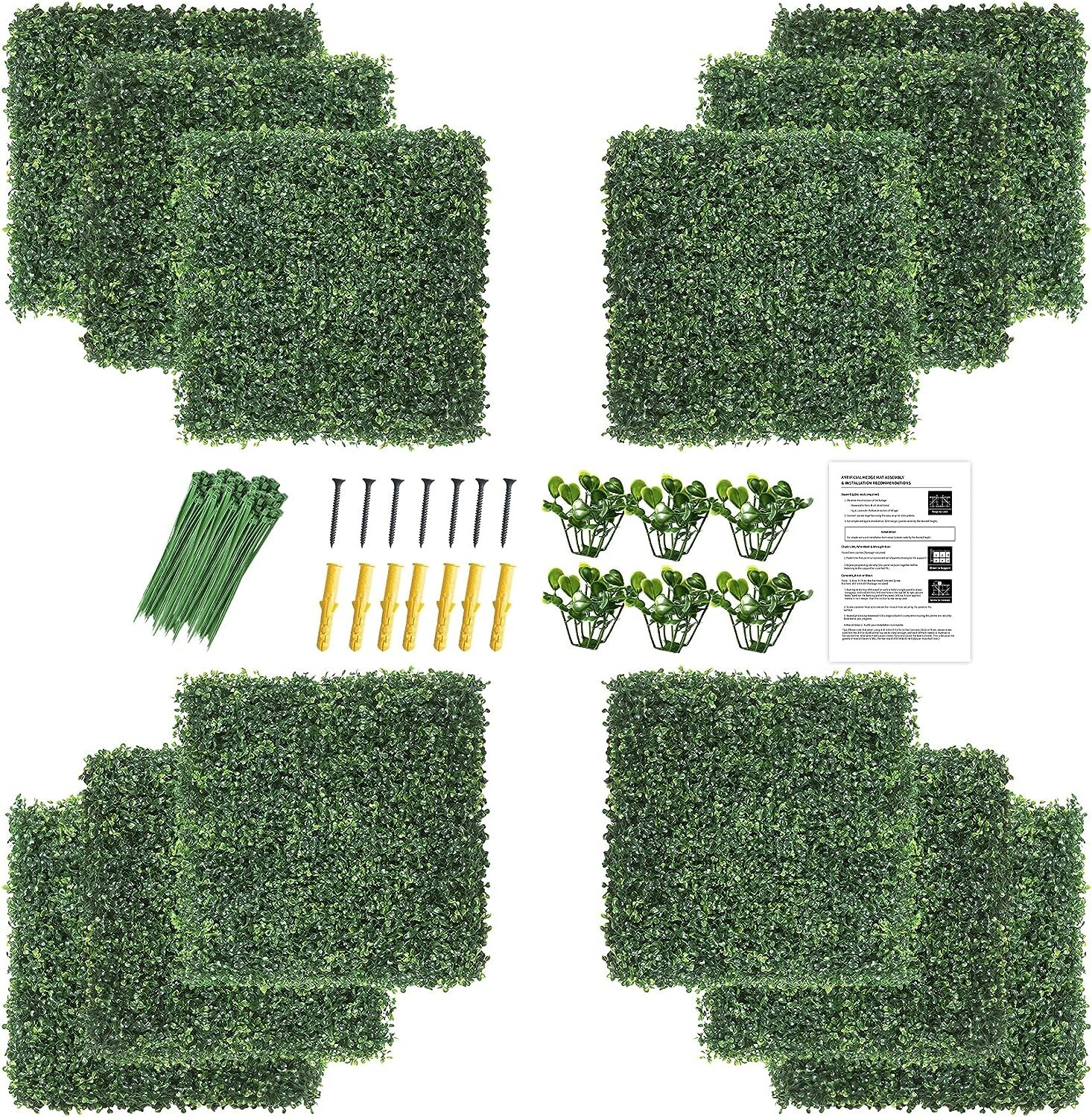 High-Quality UV Protected Boxwood Privacy Hedge Screen – 12 Pack 20″x20″
