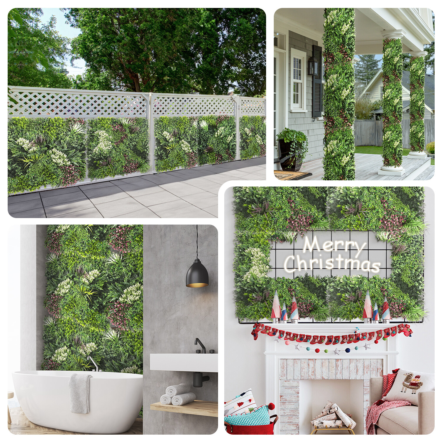 40″ x 40″ Artificial Plant Mat Mixed ABC Fence Panel Wall Hedge Decor 3-Pack #1