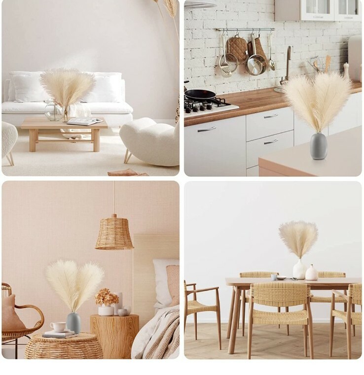 Grass Decor, Small Fake Pampas Grass Plants for Wedding Kitchen Yard Home Decor
