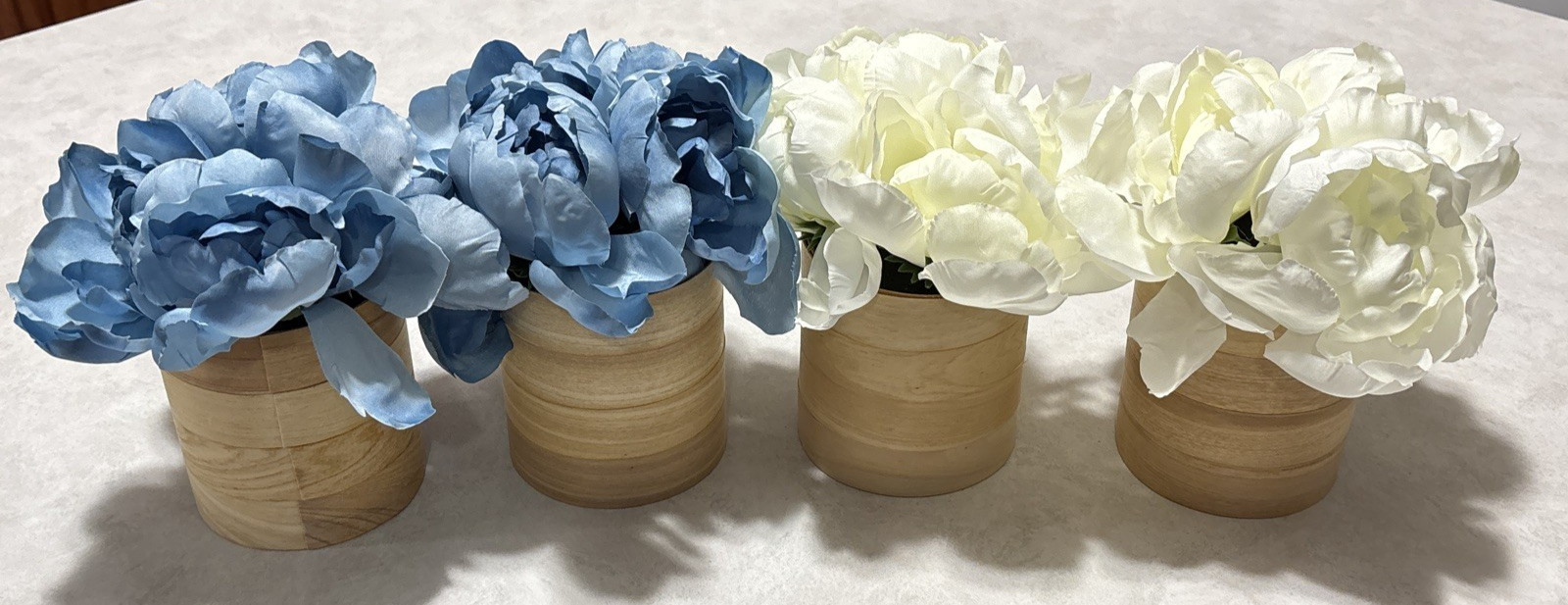 Set of 4 True Living Artificial Blue & White Flowers Decorations, NWT