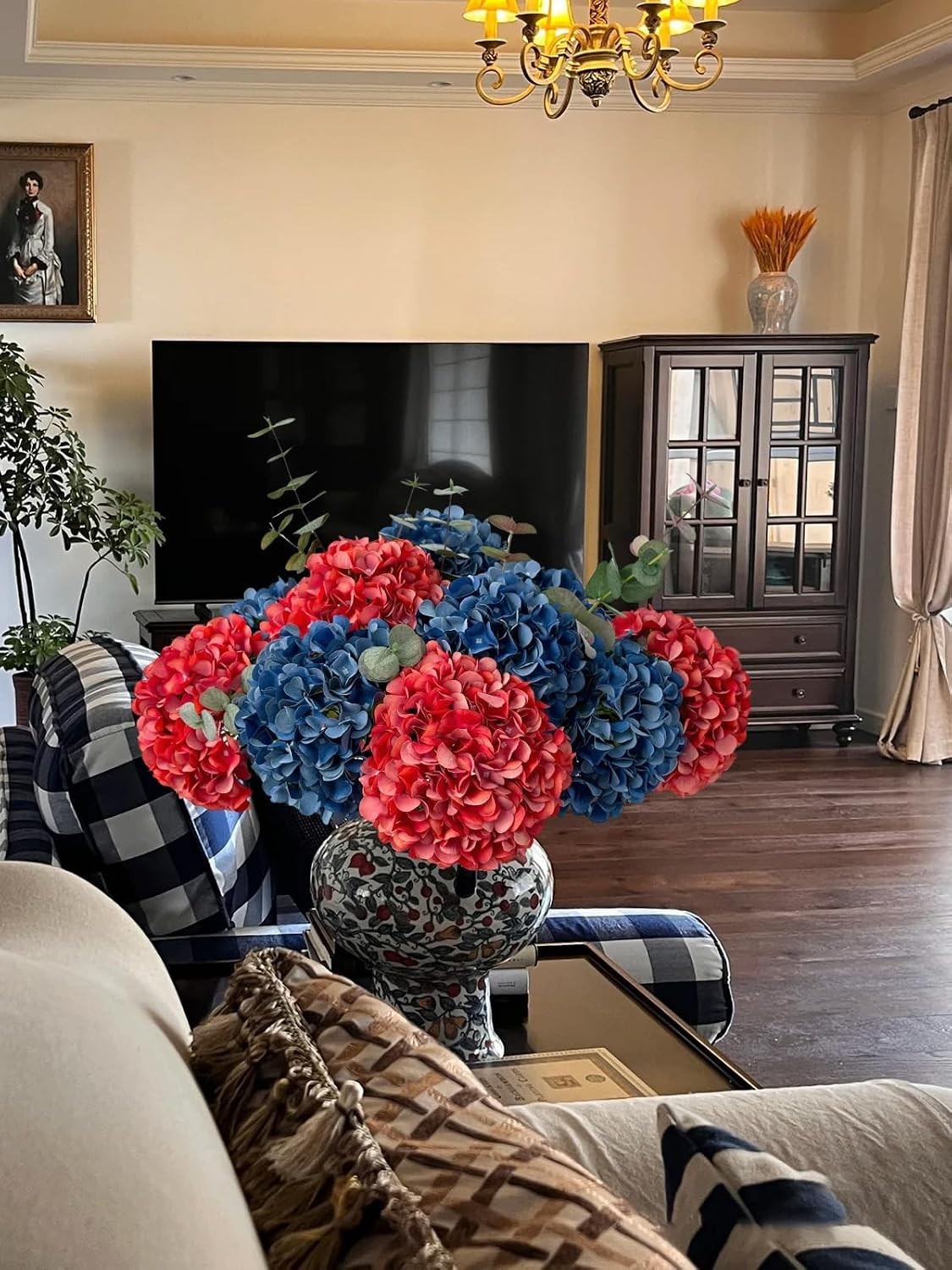 5 Pcs Dark Blue Silk Hydrangeas – 20” Faux Flowers for Elegant Home Decor